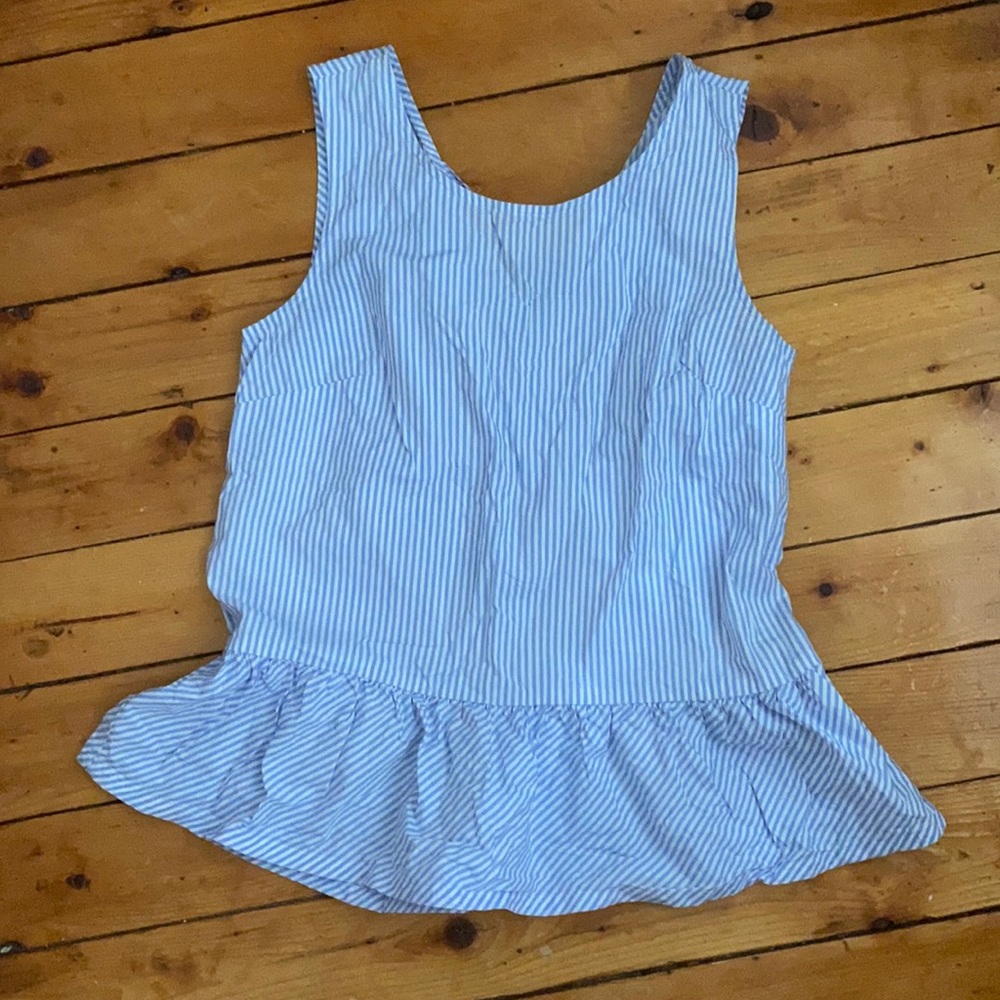 XXS J.Crew blue and white pinstripe top